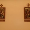 Murals of the eighth and ninth stations of the cross, two of the murals at the back of Mary Mother of Hope Chapel.